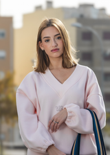 HOODIE V-NECK SALMON