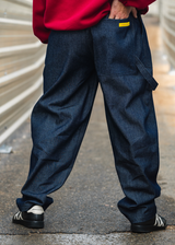 PLEAT JEANS DARK BLUE