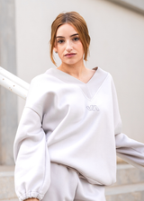 HOODIE V-NECK LIGHT GREY