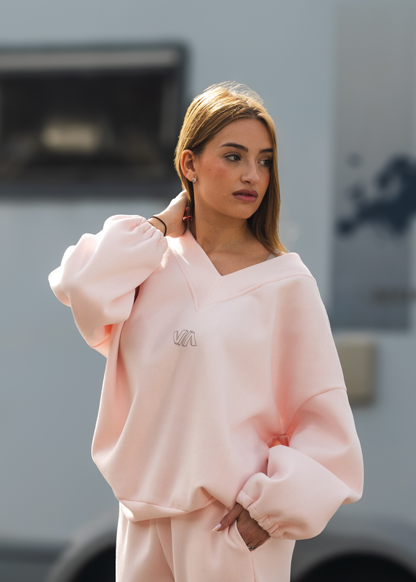 HOODIE V-NECK SALMON