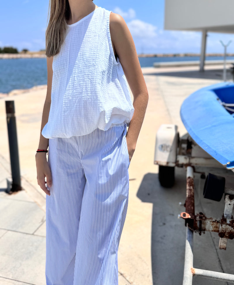 PANTALÓN VERANO BLANCO/AZUL